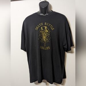 Men's Death Rattle Roller Skull Black T-shirt Size 2XL